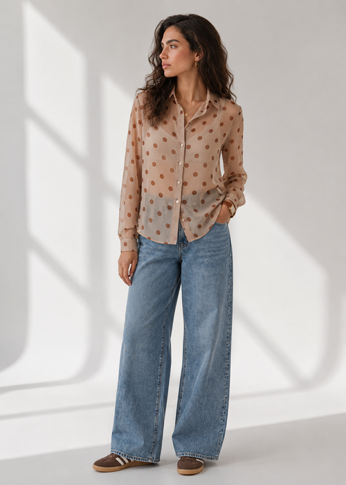 Blusa Camisera Polka