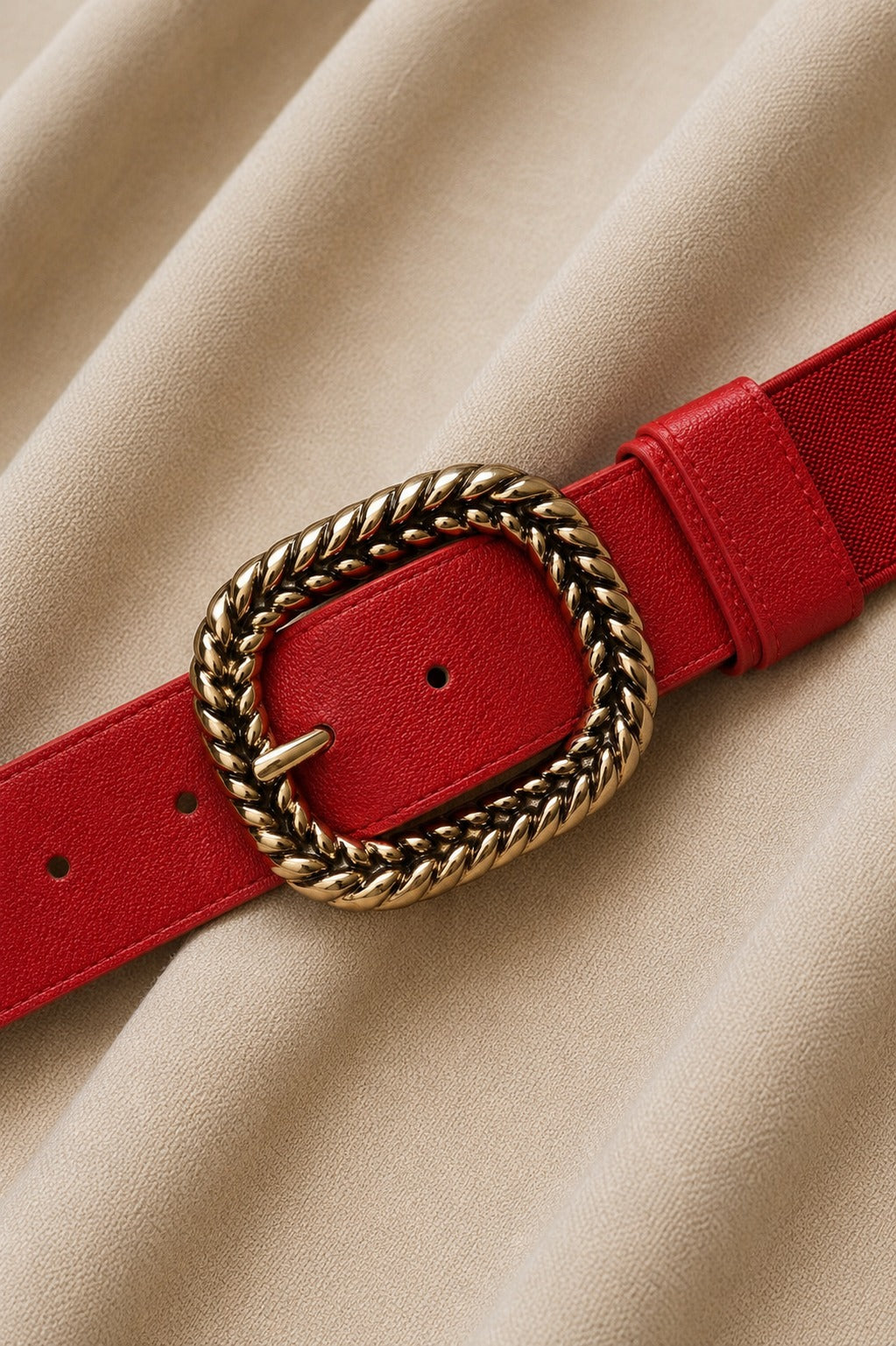 Cinto Rojo Hebilla Trenzada