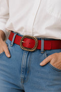 Cinto Rojo Hebilla Trenzada