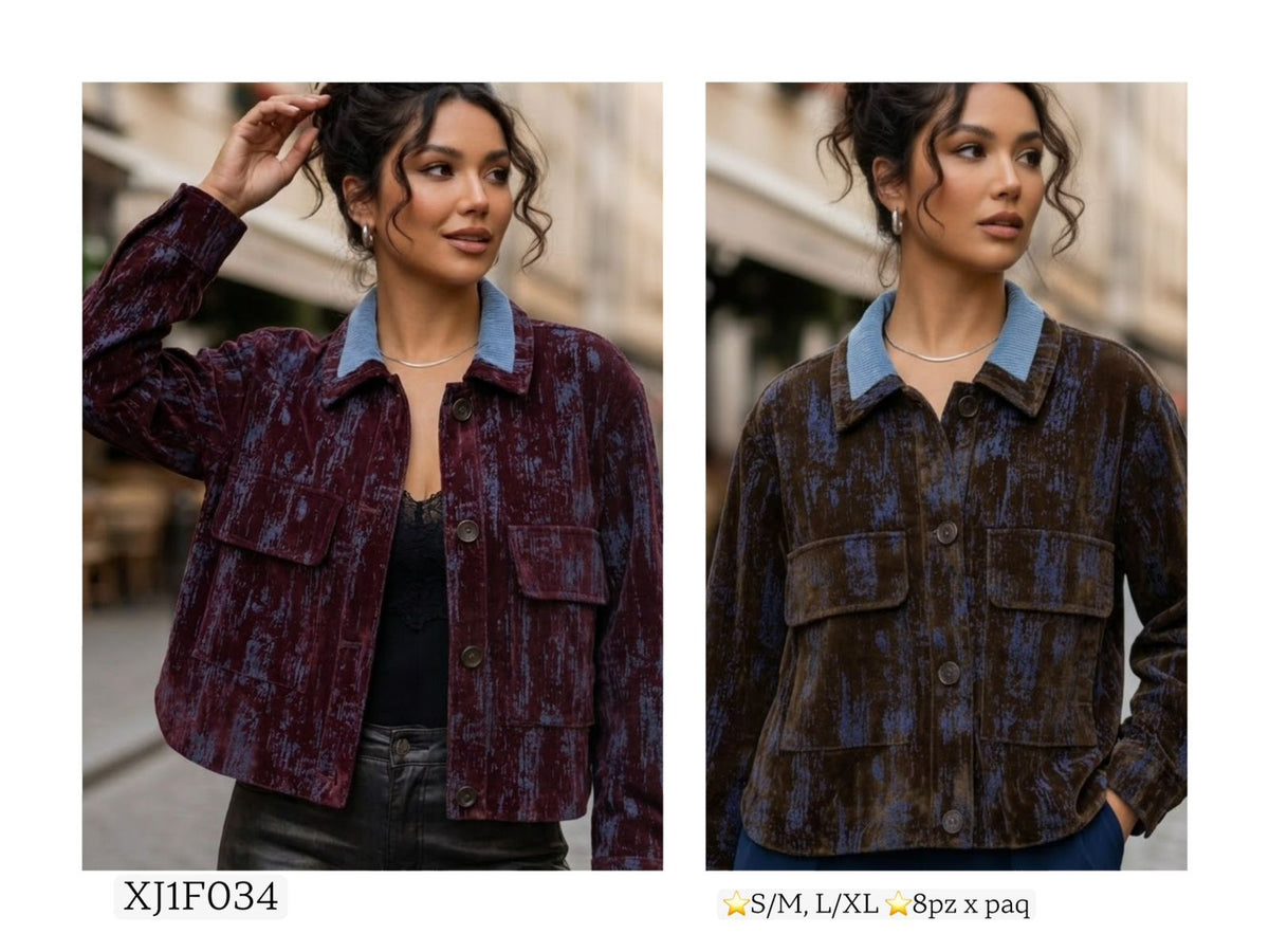 Sobrecamisa Mezclilla Y Terciopelo