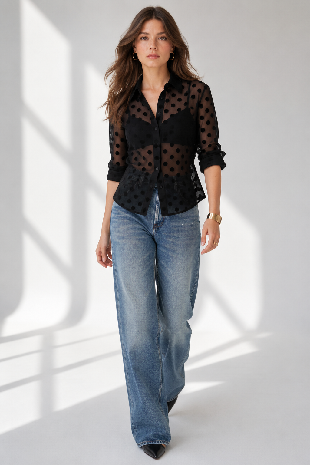 Blusa Camisera Polka
